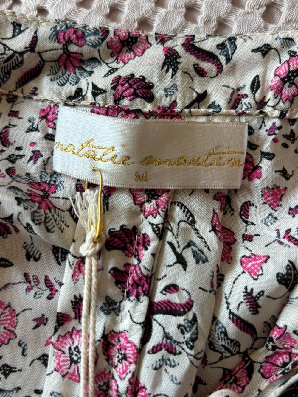Natalie Martin Cream Floral Mini Dress with Pink Accents